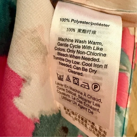 Donna Karan Romantic Elevated Basic Pink and Cream Floral Blouse - Picture 5 of 5